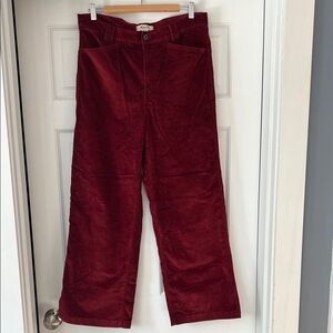 Madewell Burgundy Emmet Wide Leg Corduroy Pants